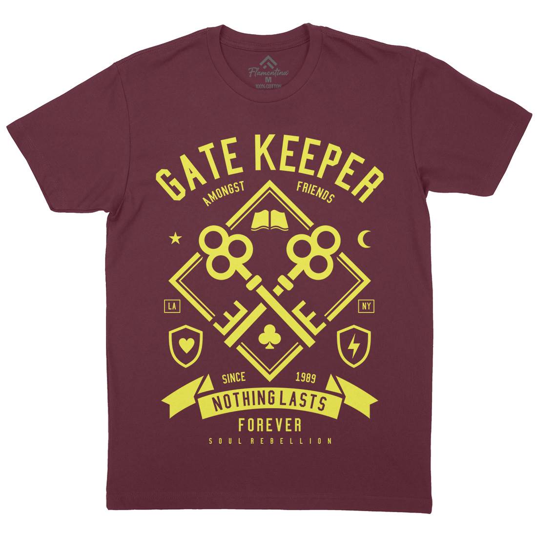 Gate Keeper Mens Organic Crew Neck T-Shirt Quotes A232
