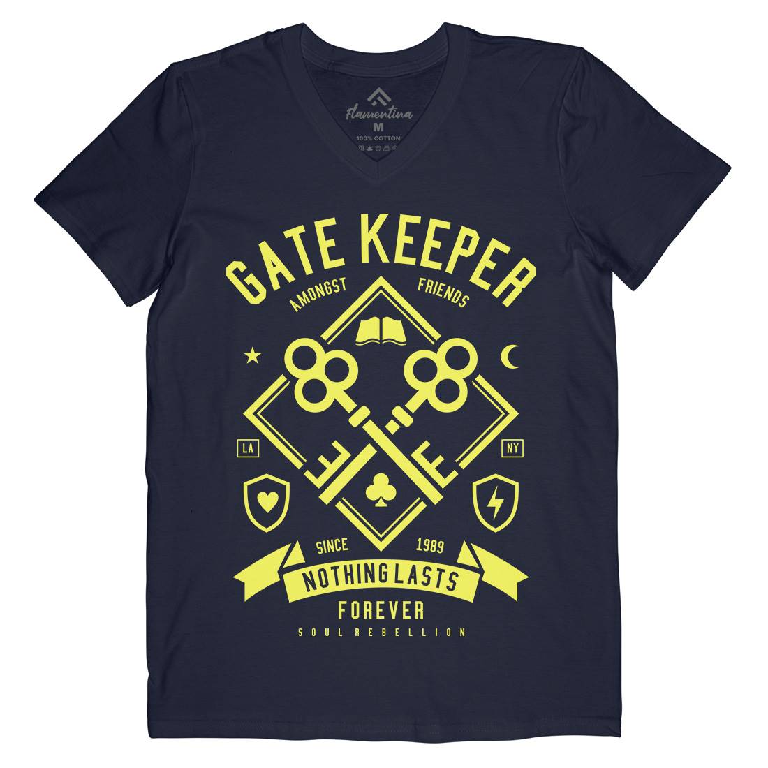 Gate Keeper Mens Organic V-Neck T-Shirt Quotes A232