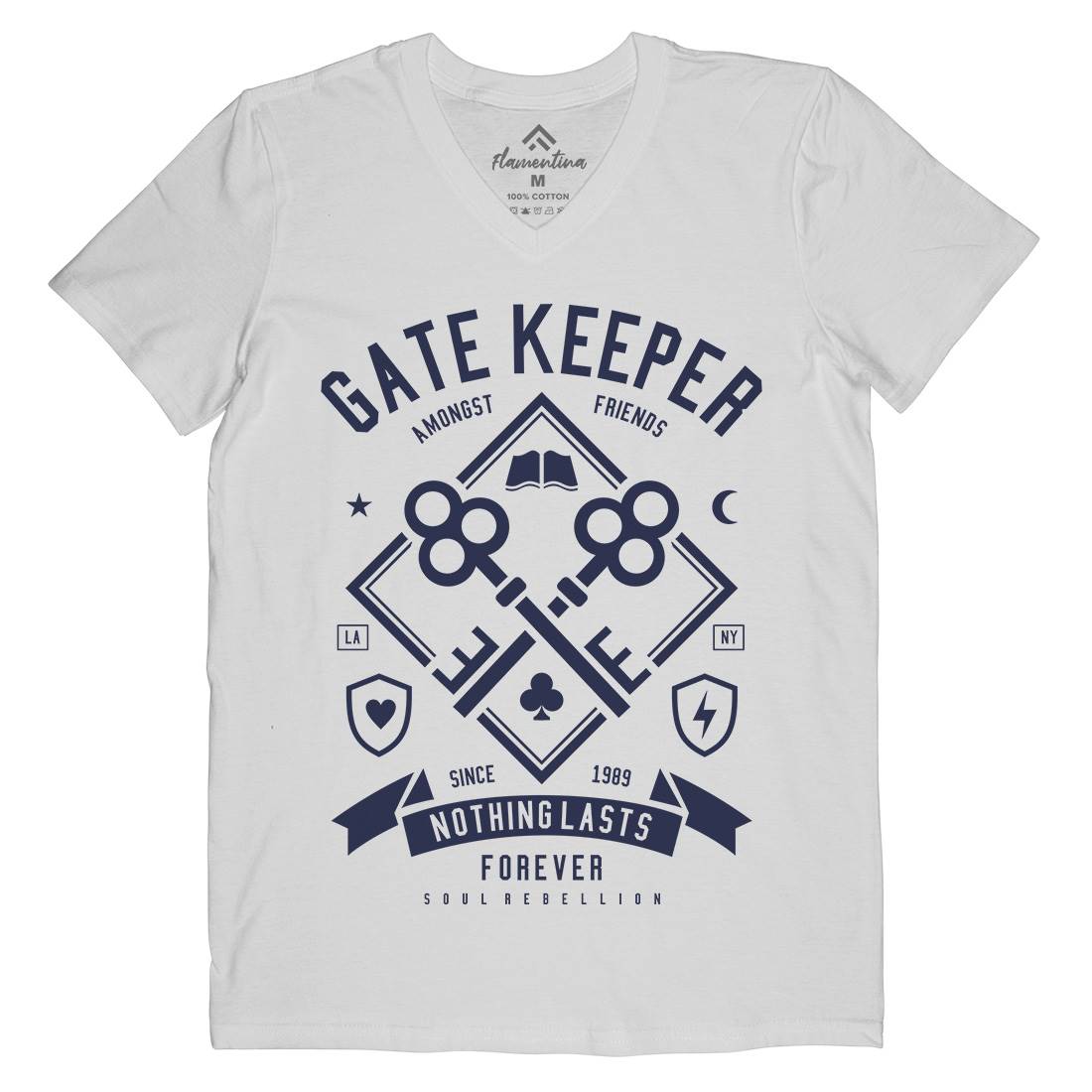 Gate Keeper Mens Organic V-Neck T-Shirt Quotes A232