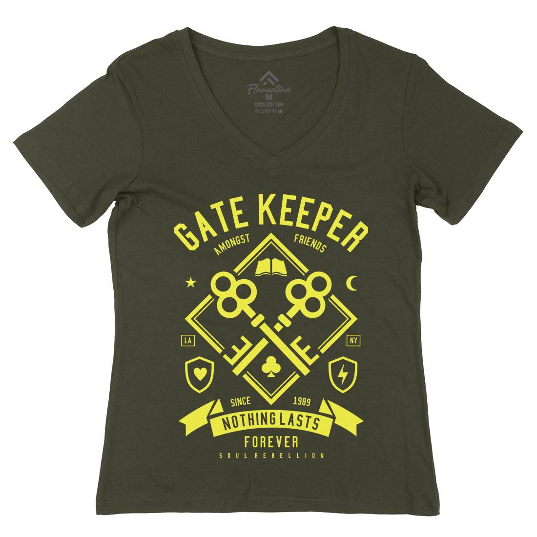 Gate Keeper Womens Organic V-Neck T-Shirt Quotes A232