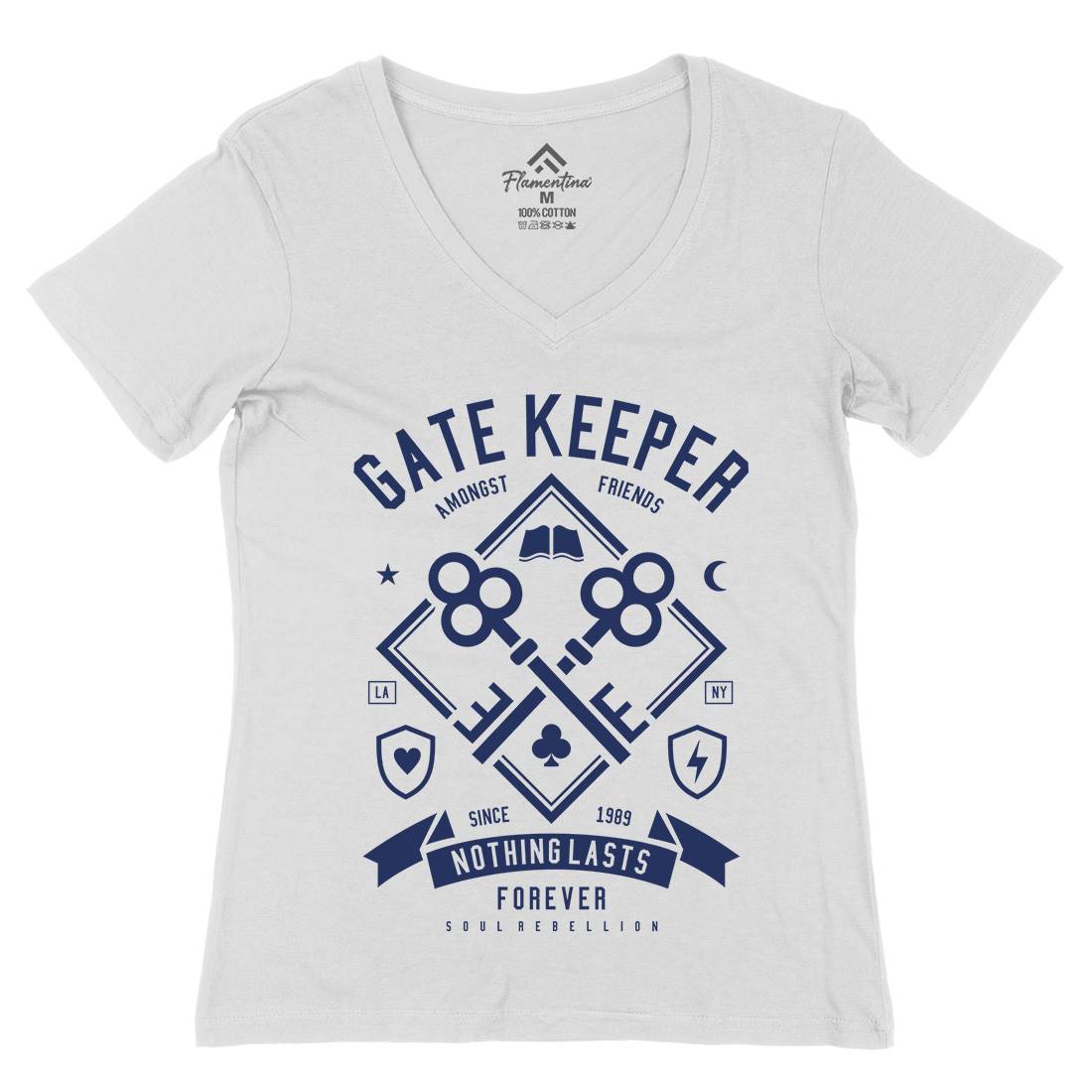 Gate Keeper Womens Organic V-Neck T-Shirt Quotes A232