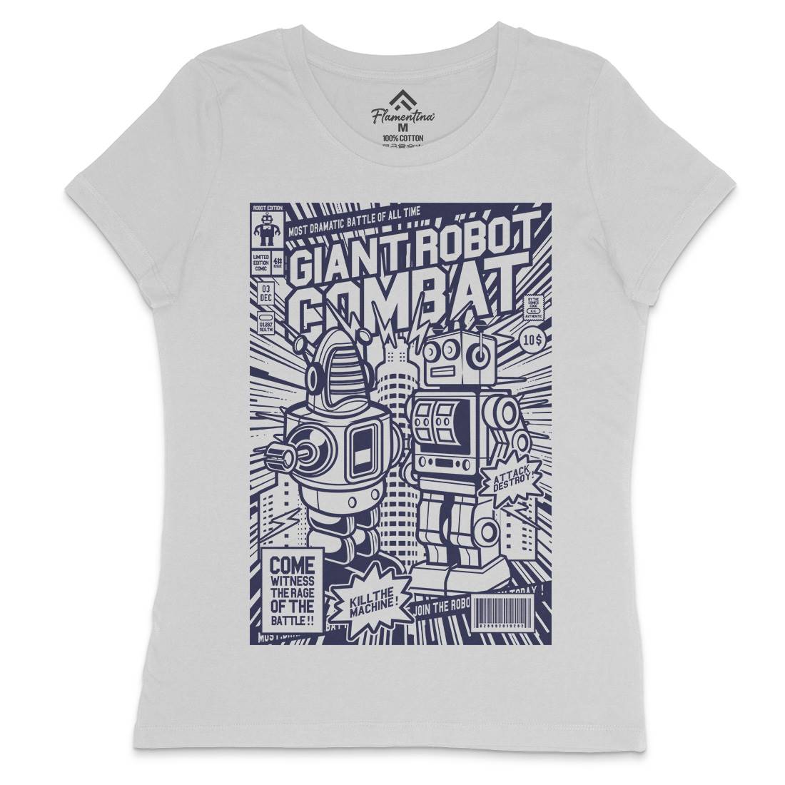 Giant Robot Combat Womens Crew Neck T-Shirt Space A233