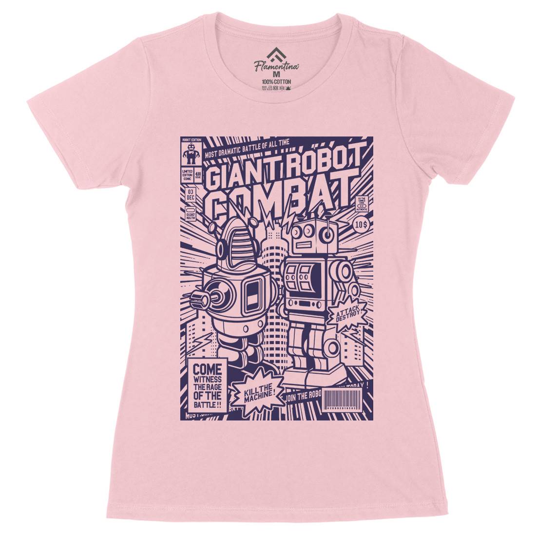 Giant Robot Combat Womens Organic Crew Neck T-Shirt Space A233