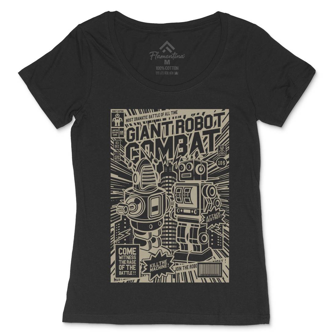 Giant Robot Combat Womens Scoop Neck T-Shirt Space A233