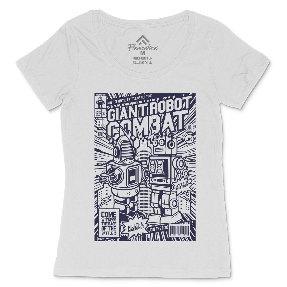 Giant Robot Combat Womens Scoop Neck T-Shirt Space A233