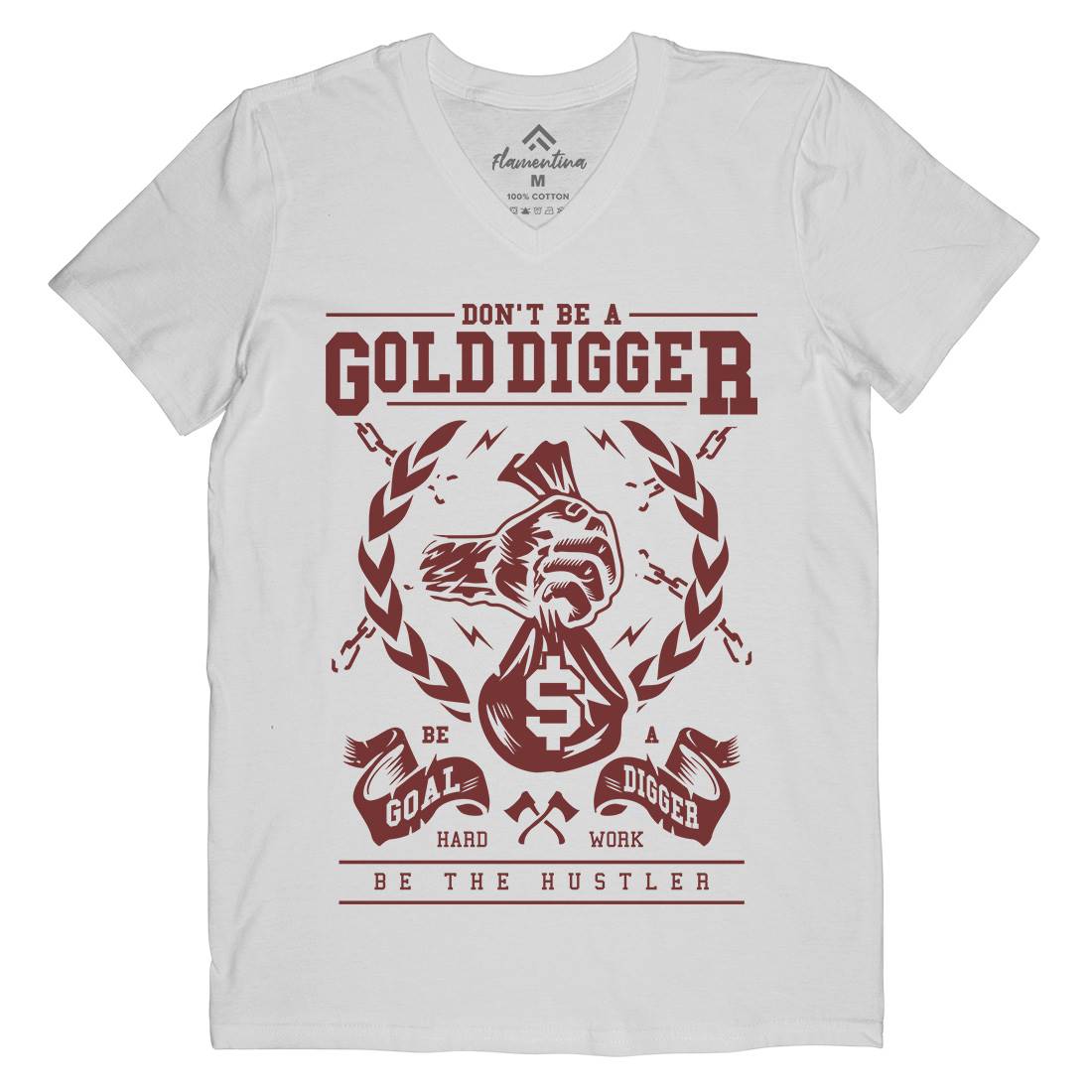 Gold Digger Mens Organic V-Neck T-Shirt Quotes A235