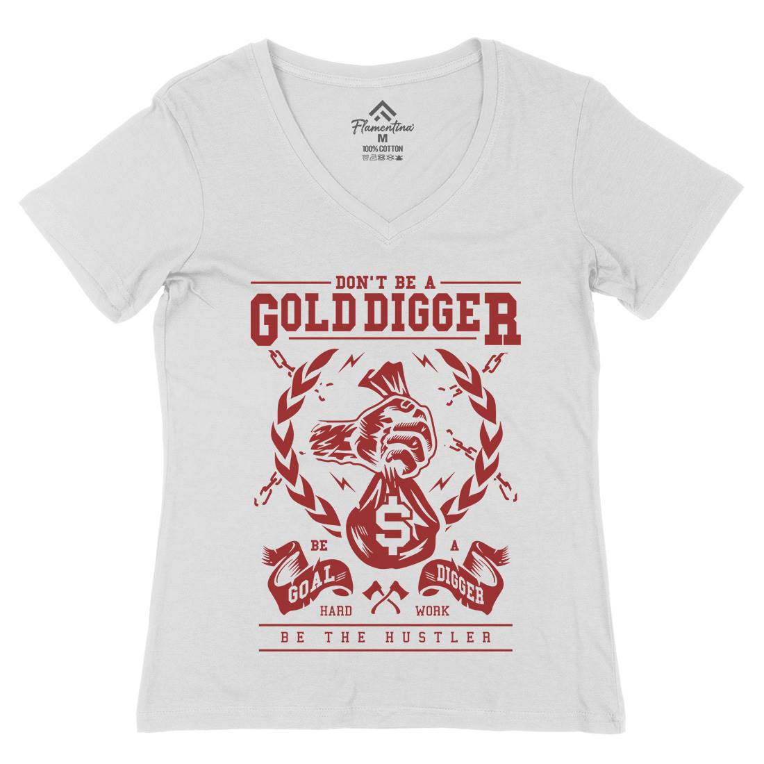 Gold Digger Womens Organic V-Neck T-Shirt Quotes A235