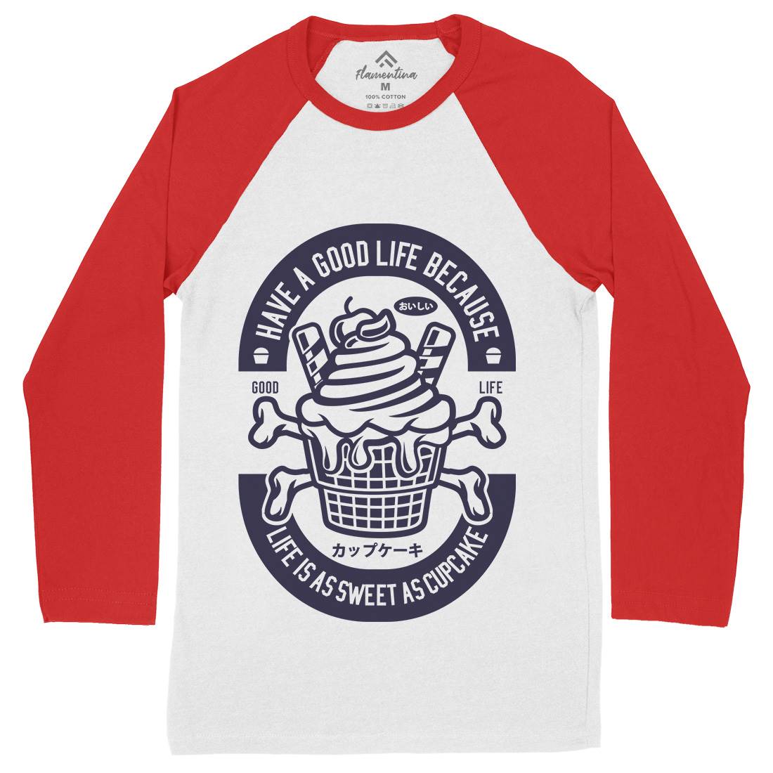 Good Life Mens Long Sleeve Baseball T-Shirt Food A236
