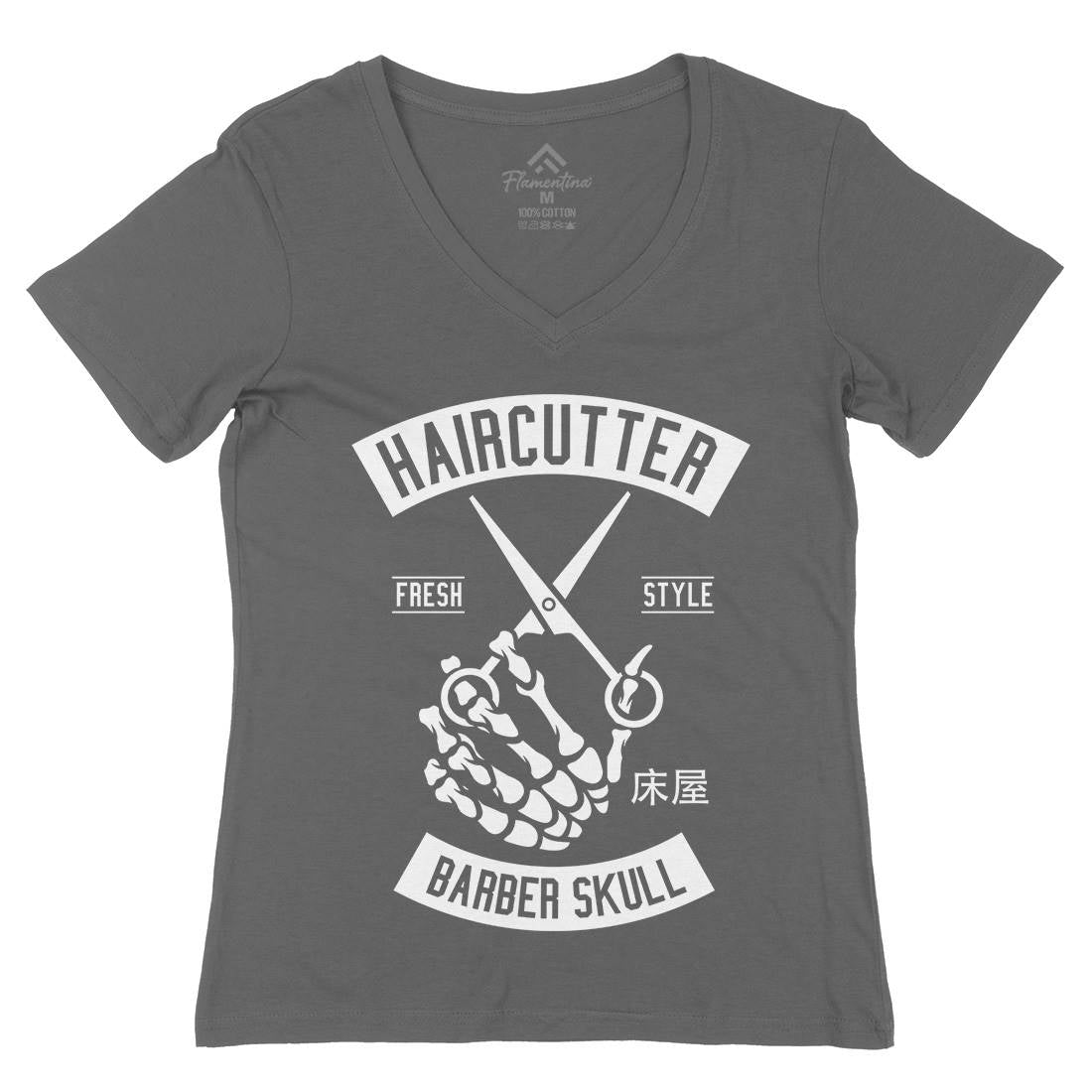 Haircutter Womens Organic V-Neck T-Shirt Barber A237