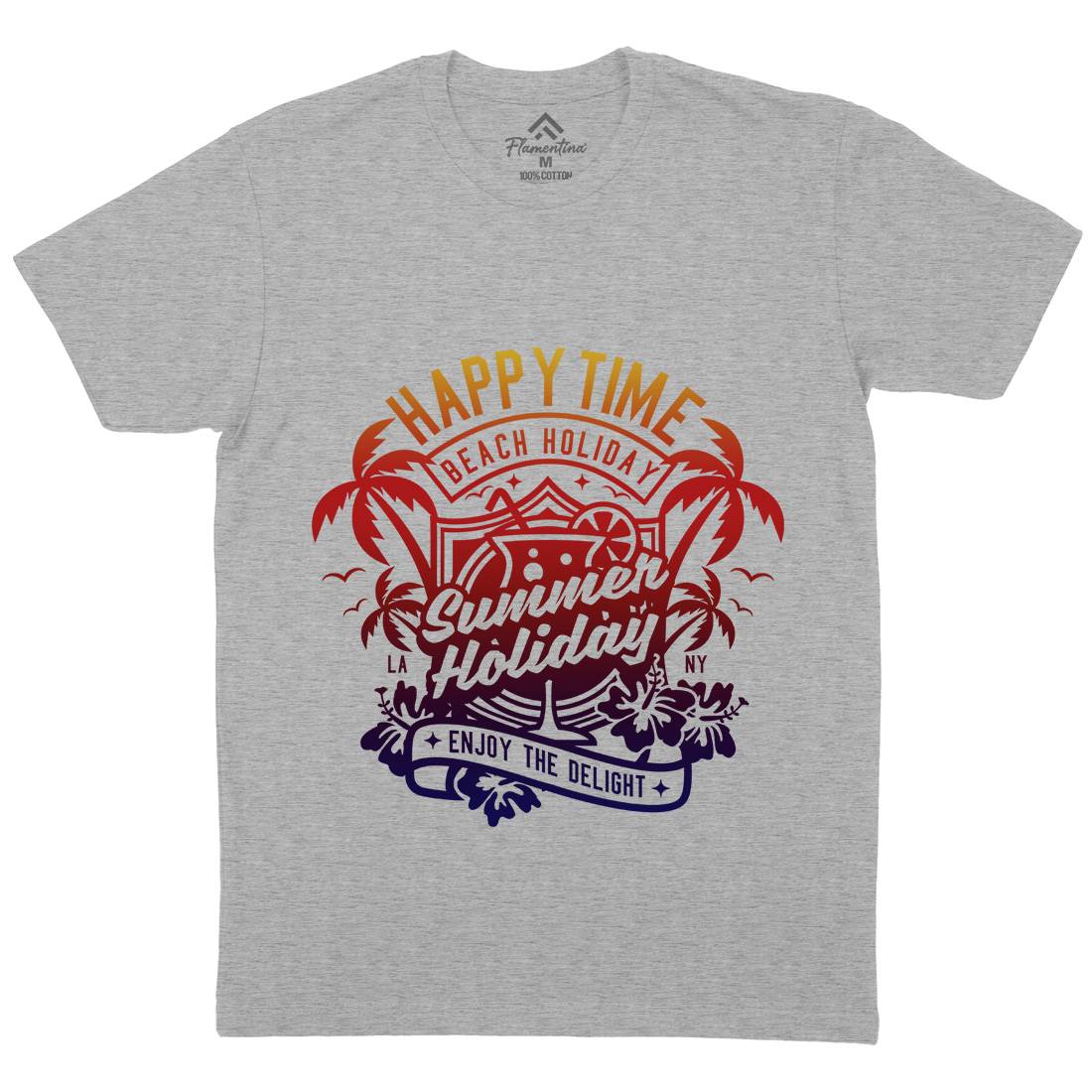 Happy Time Mens Organic Crew Neck T-Shirt Surf A238