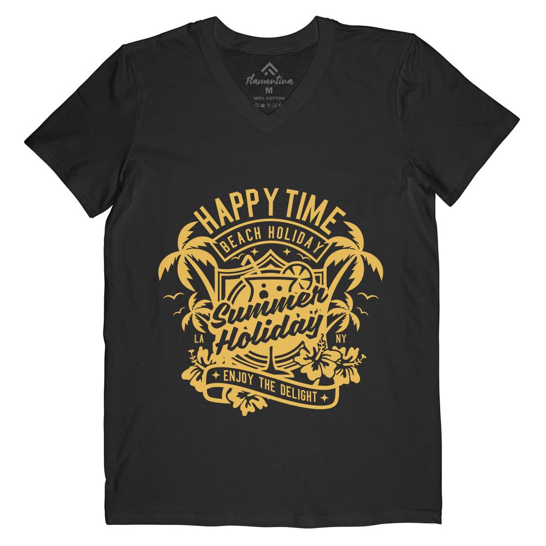 Happy Time Mens Organic V-Neck T-Shirt Surf A238