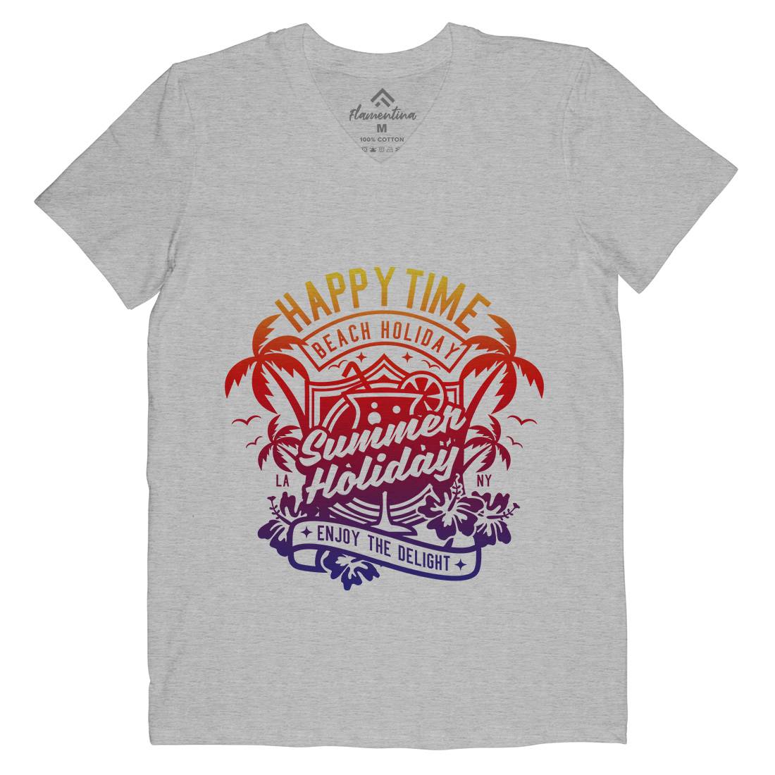 Happy Time Mens V-Neck T-Shirt Surf A238