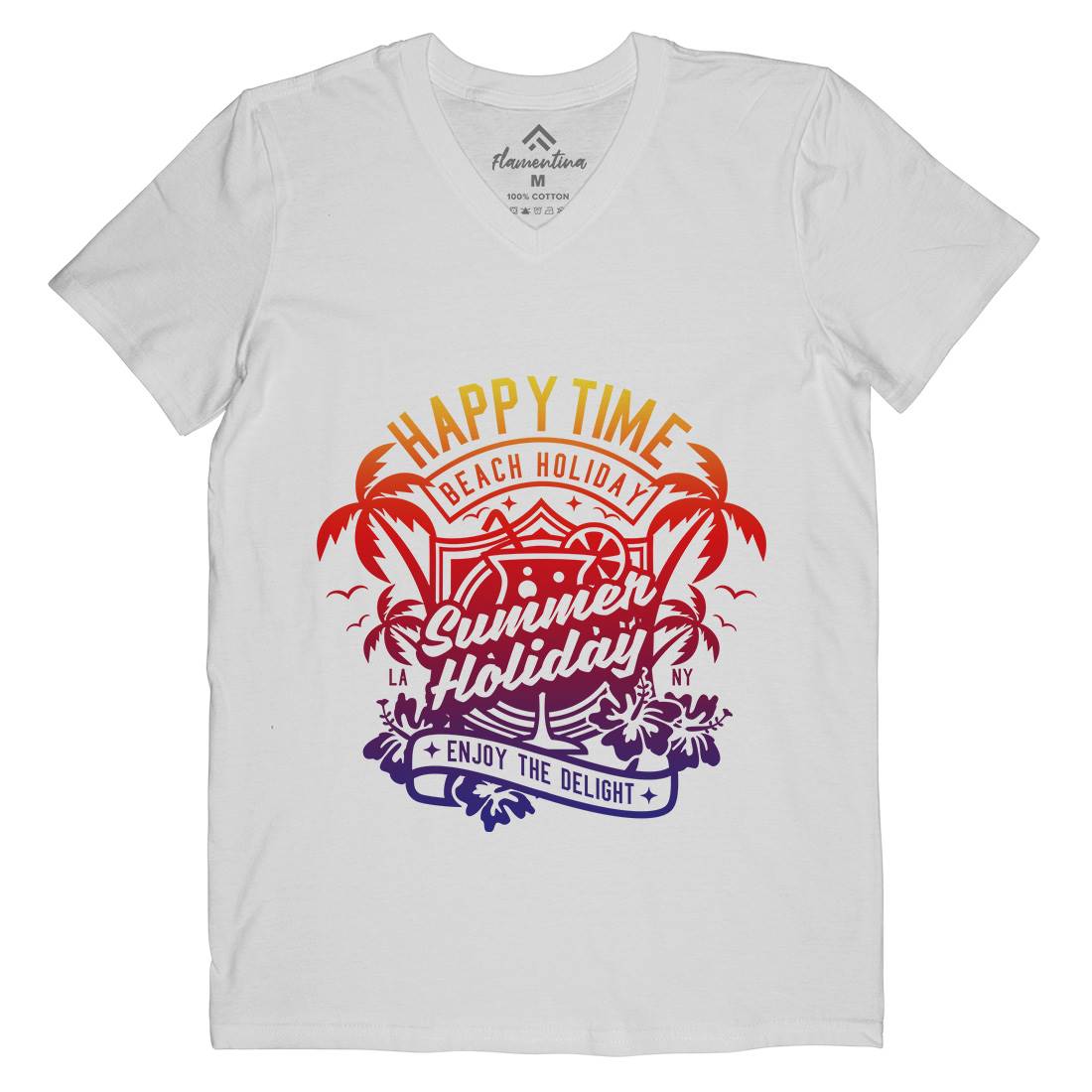 Happy Time Mens Organic V-Neck T-Shirt Surf A238