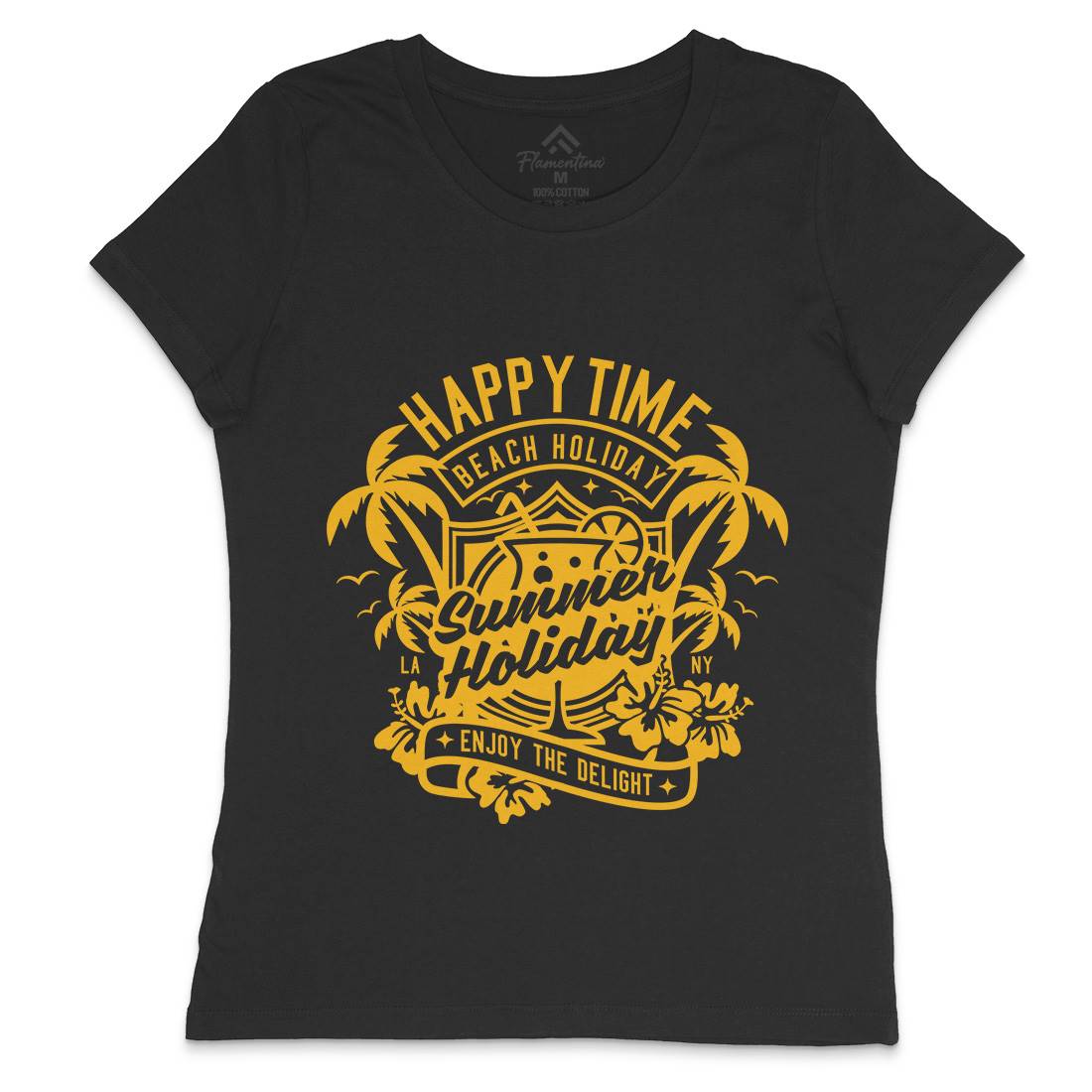 Happy Time Womens Crew Neck T-Shirt Surf A238