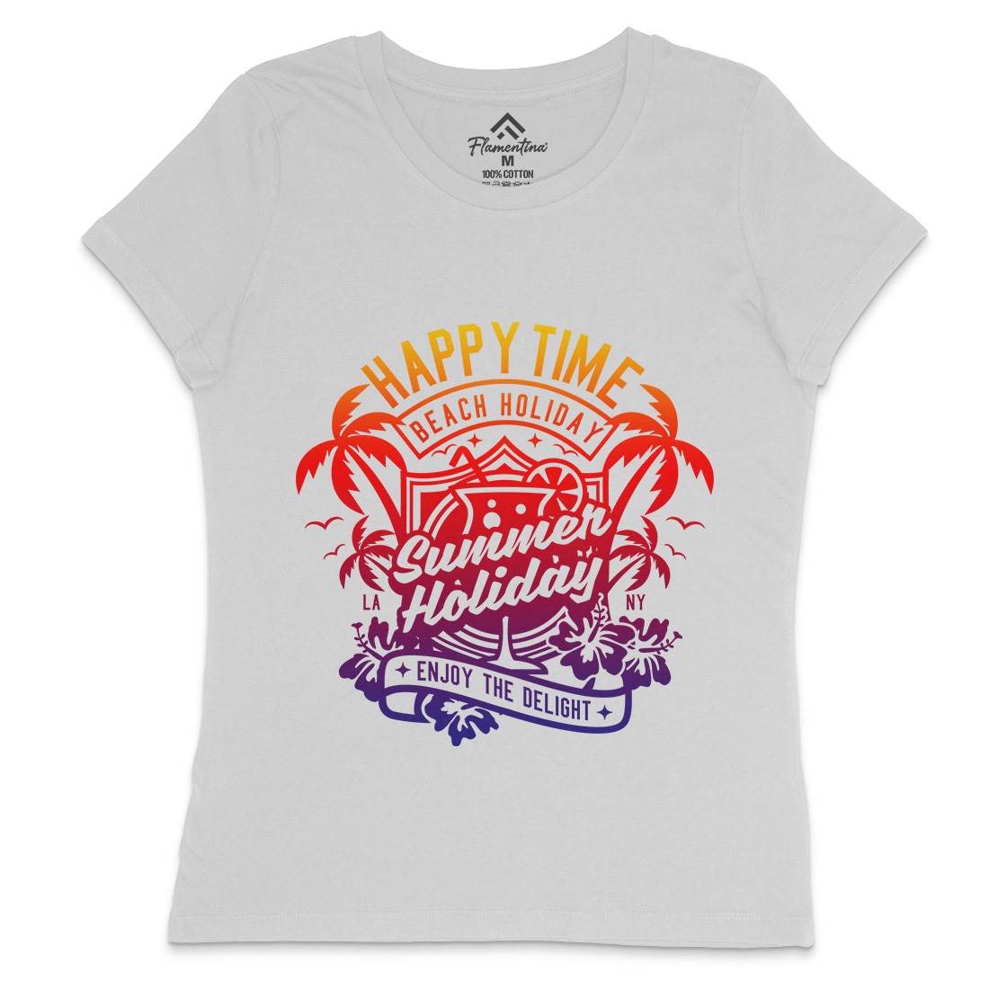 Happy Time Womens Crew Neck T-Shirt Surf A238
