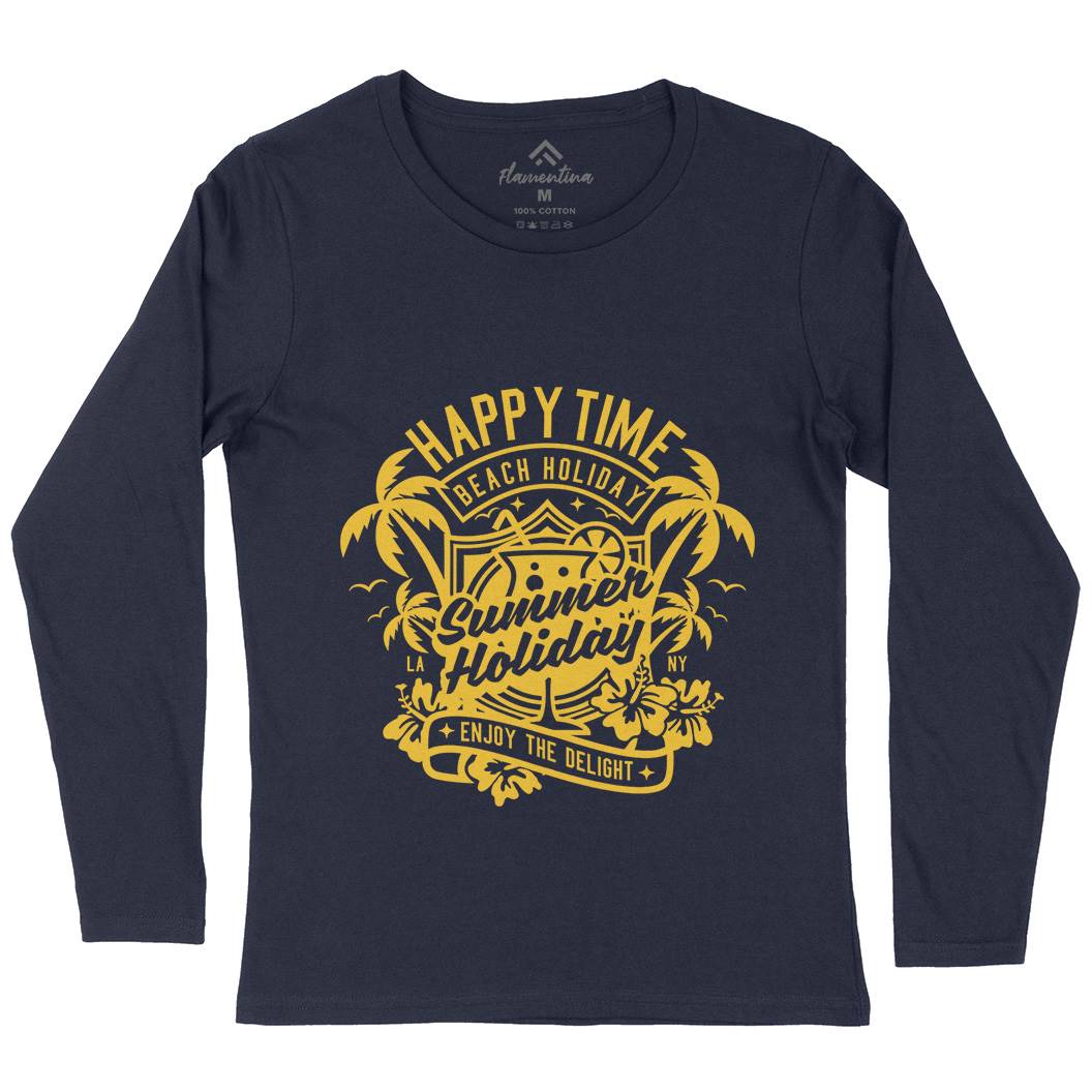 Happy Time Womens Long Sleeve T-Shirt Surf A238