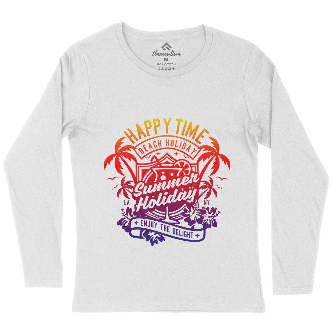Happy Time Womens Long Sleeve T-Shirt Surf A238