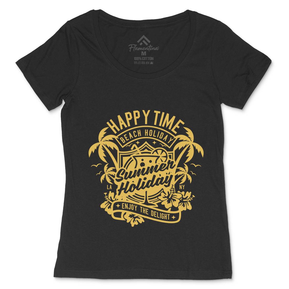 Happy Time Womens Scoop Neck T-Shirt Surf A238