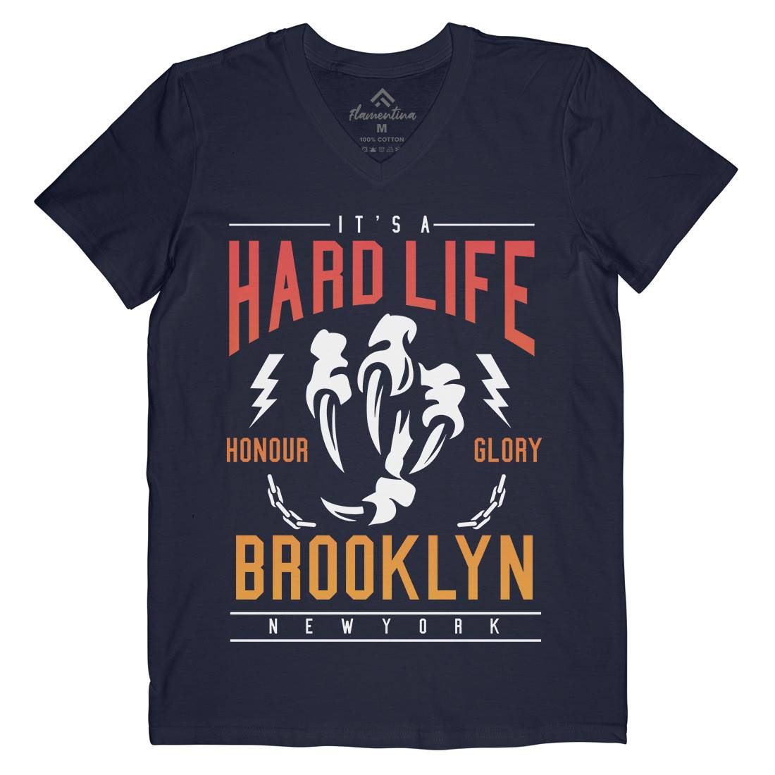 Hard Life Mens Organic V-Neck T-Shirt Gym A239
