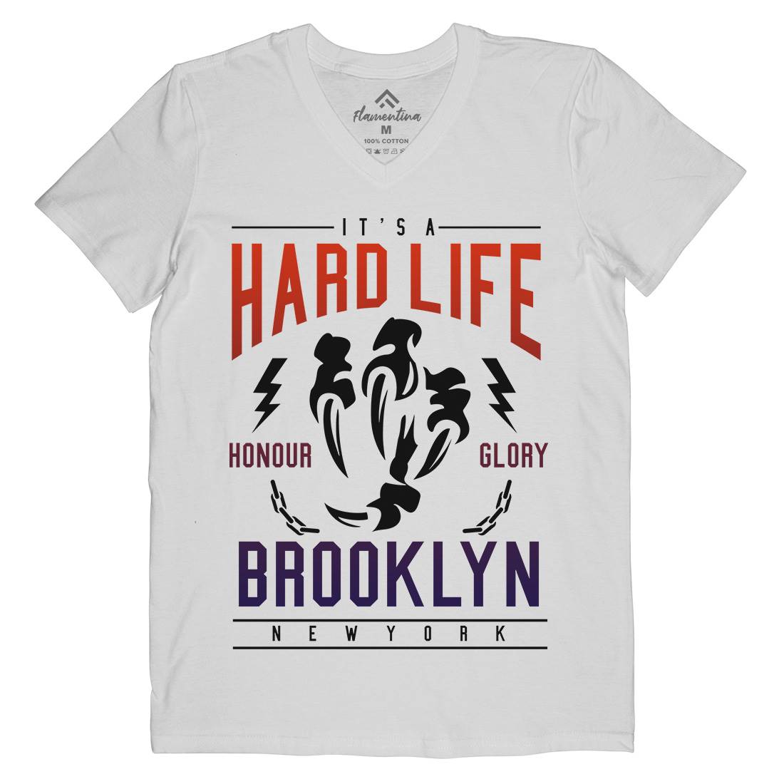 Hard Life Mens Organic V-Neck T-Shirt Gym A239