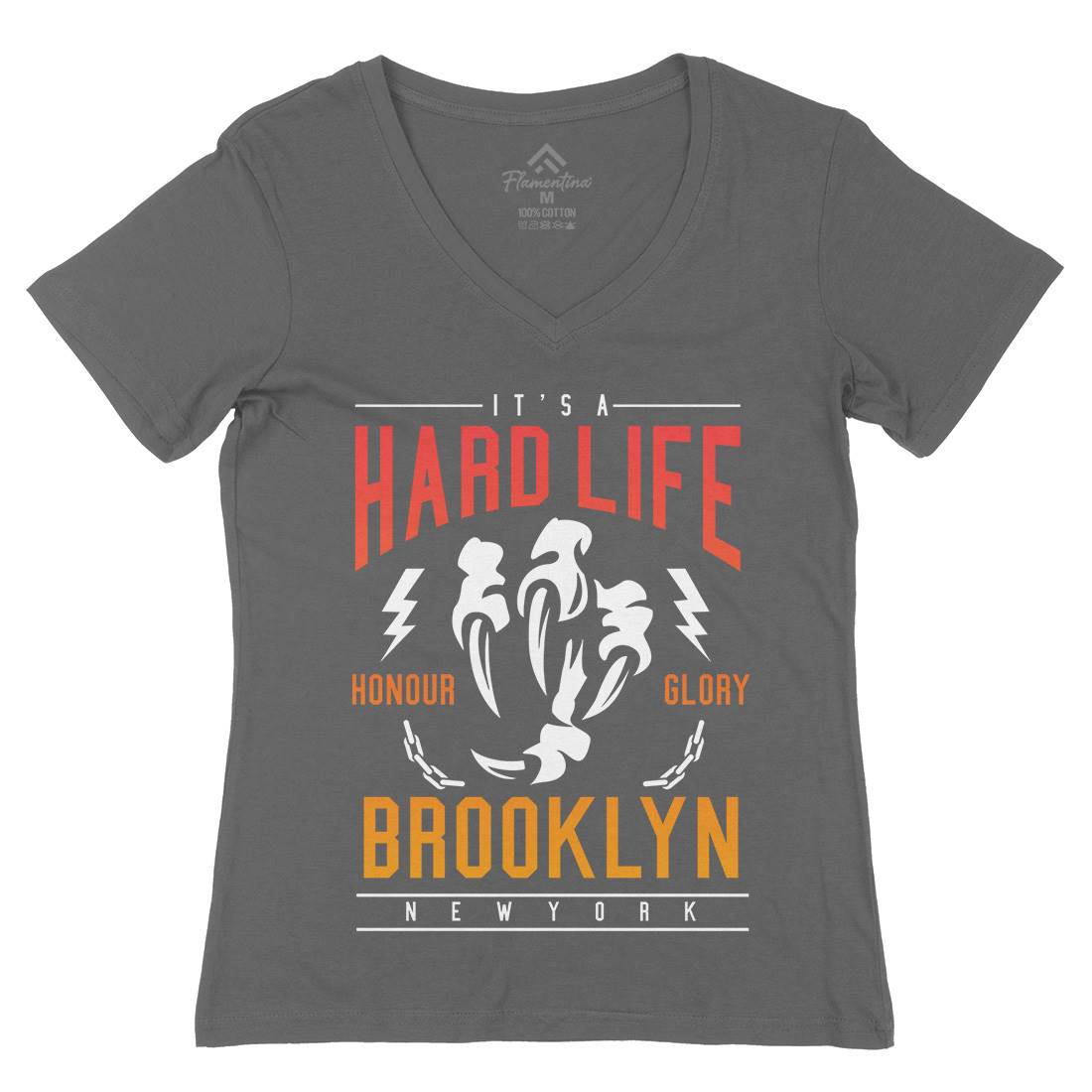 Hard Life Womens Organic V-Neck T-Shirt Gym A239