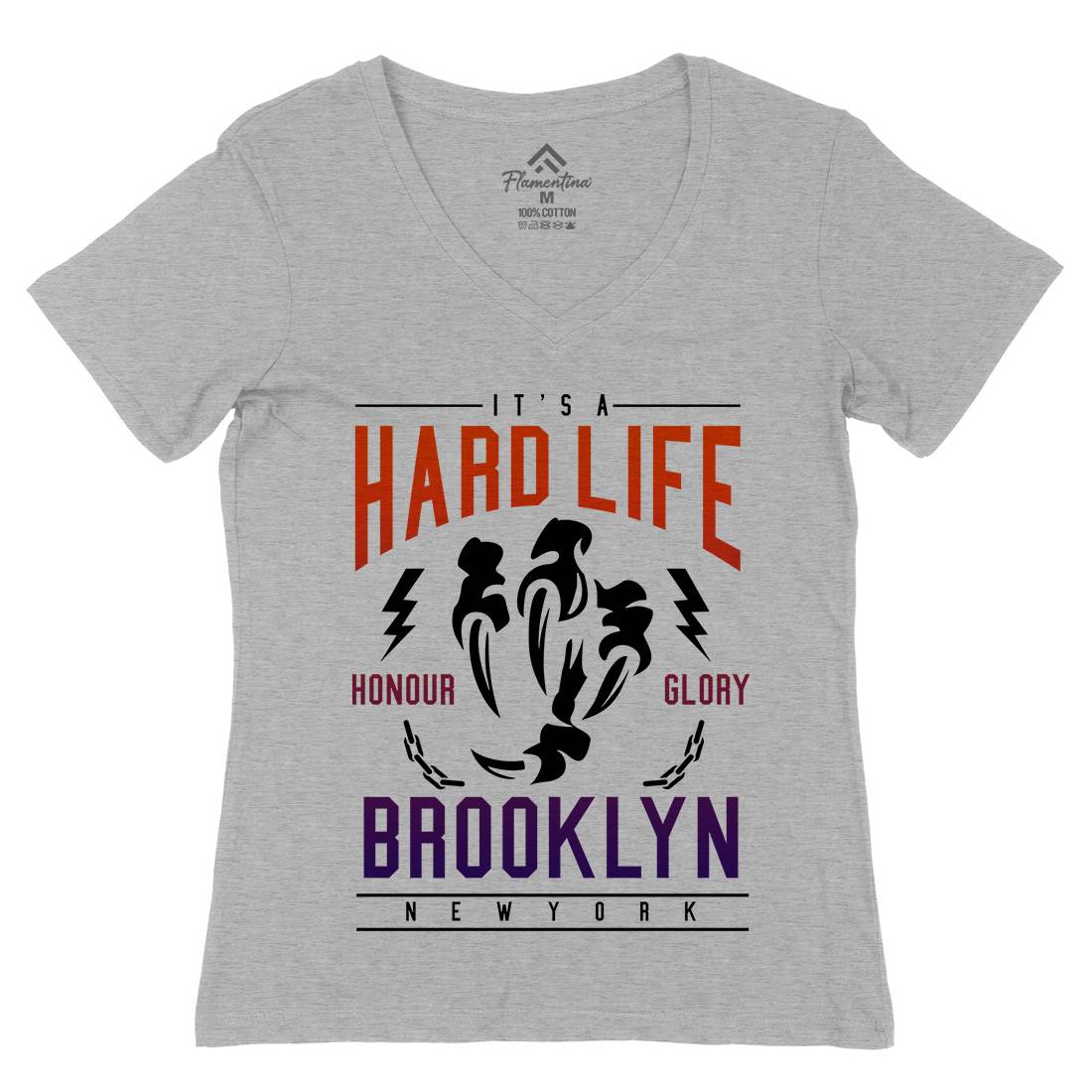 Hard Life Womens Organic V-Neck T-Shirt Gym A239