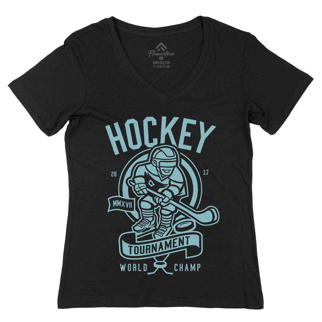 Hockey Womens Organic V-Neck T-Shirt Sport A240