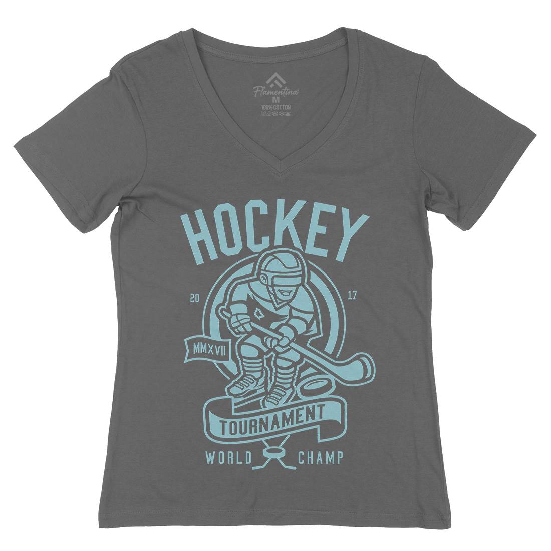 Hockey Womens Organic V-Neck T-Shirt Sport A240