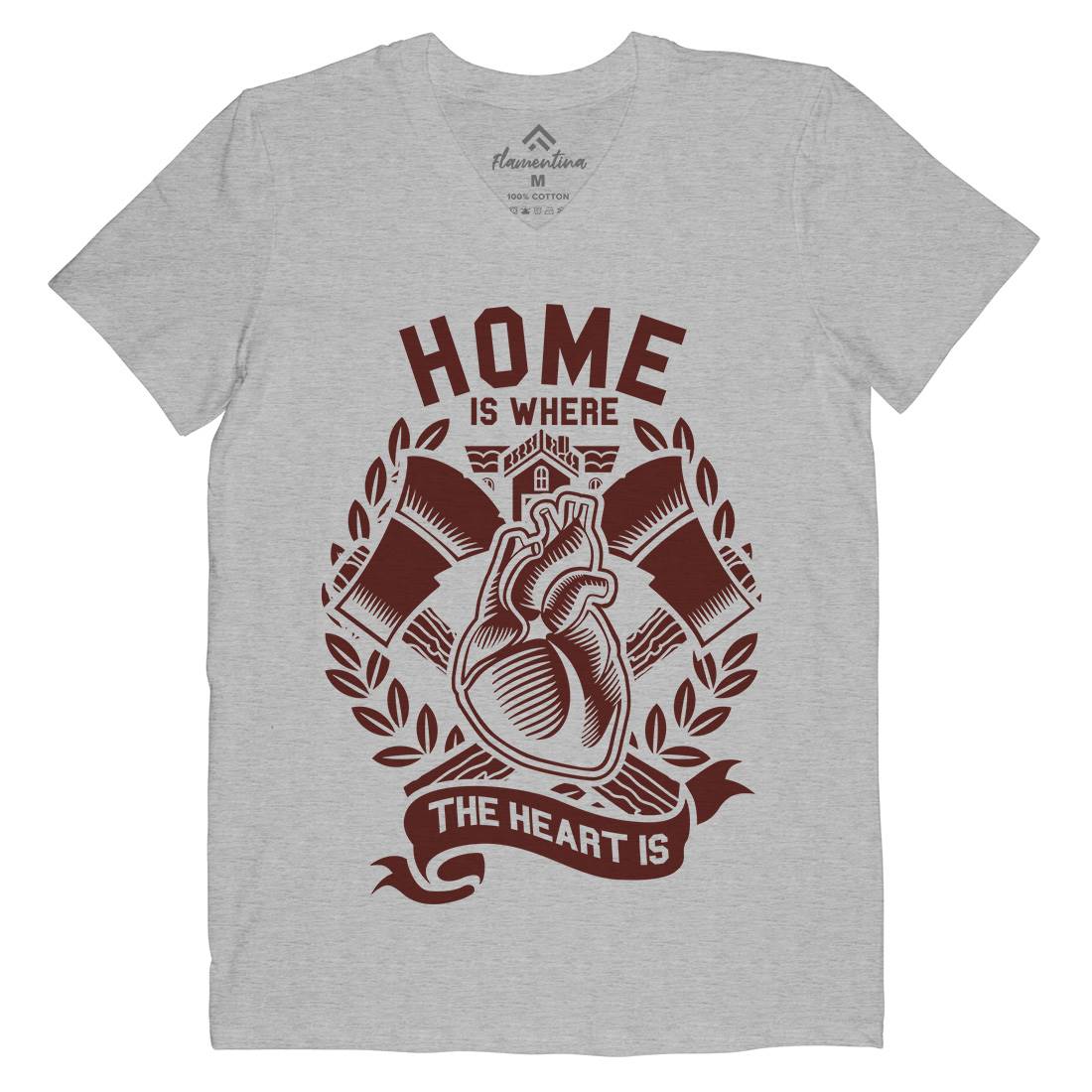 Home Mens Organic V-Neck T-Shirt Quotes A241