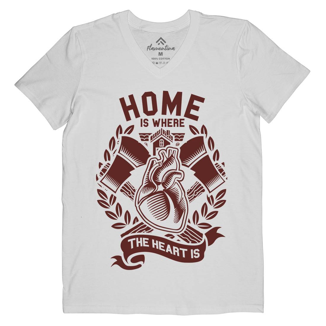 Home Mens Organic V-Neck T-Shirt Quotes A241
