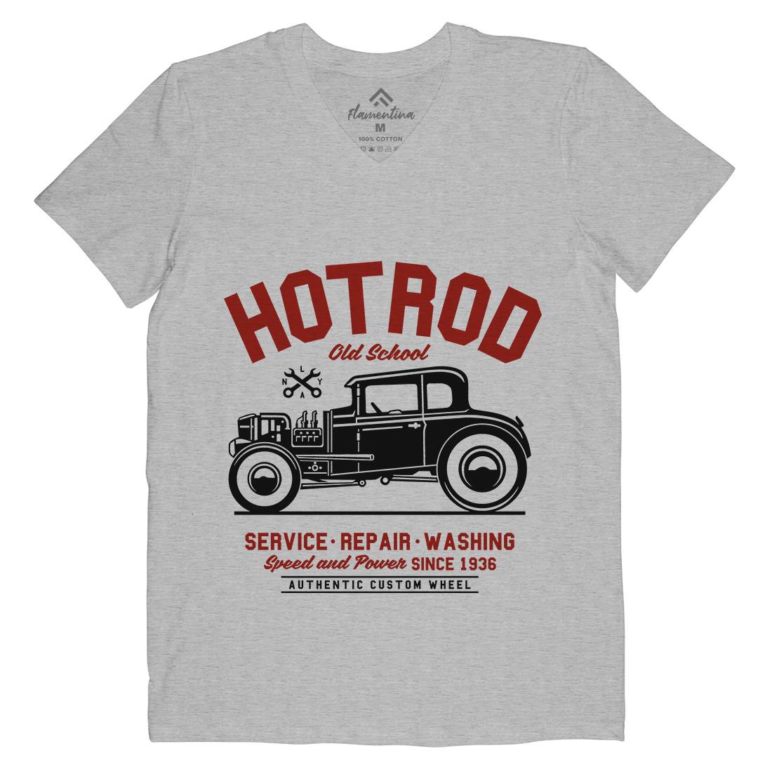 Hot Rod Mens Organic V-Neck T-Shirt Cars A242
