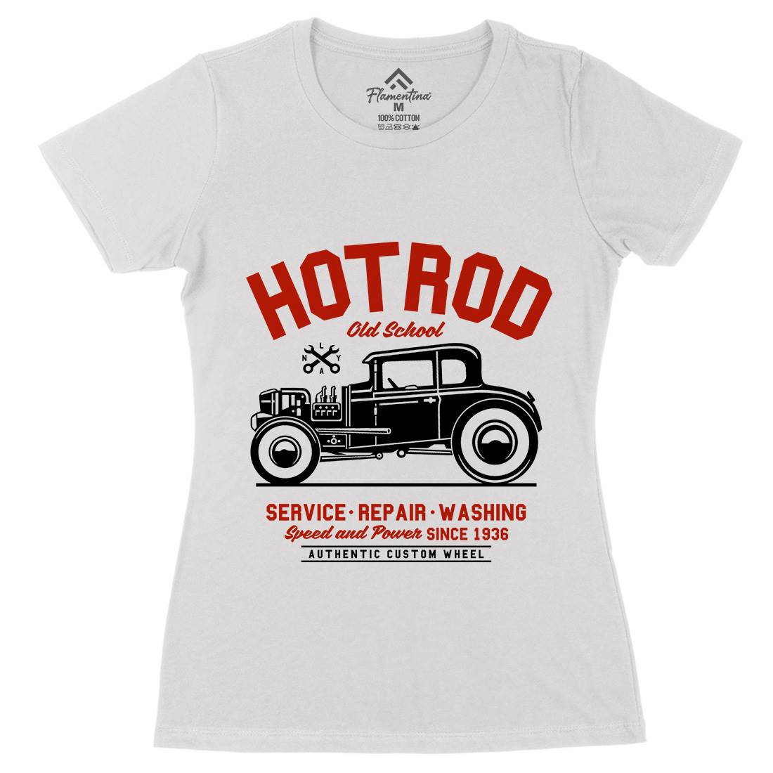 Hot Rod Womens Organic Crew Neck T-Shirt Cars A242