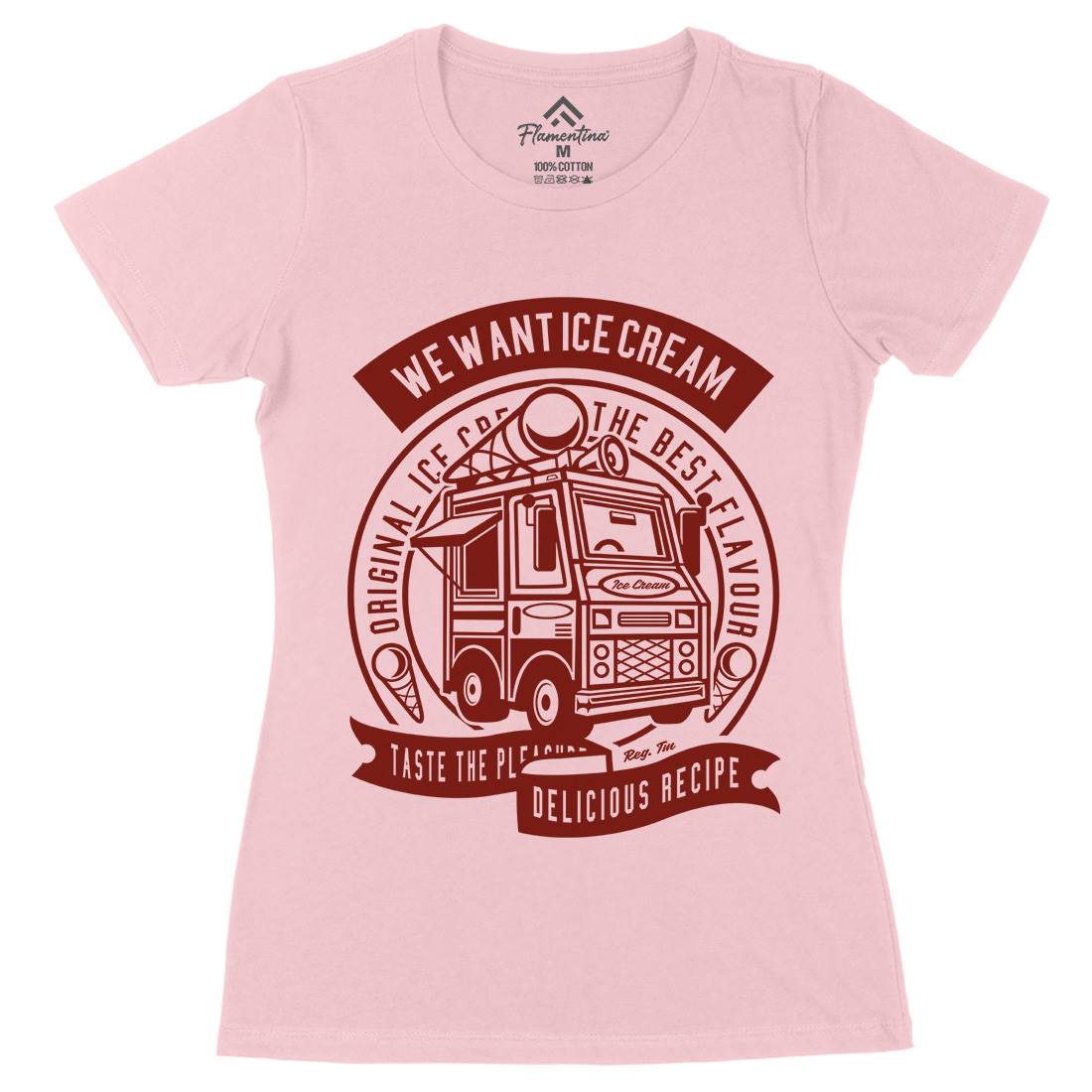Ice Cream Truck Womens Organic Crew Neck T-Shirt Food A243