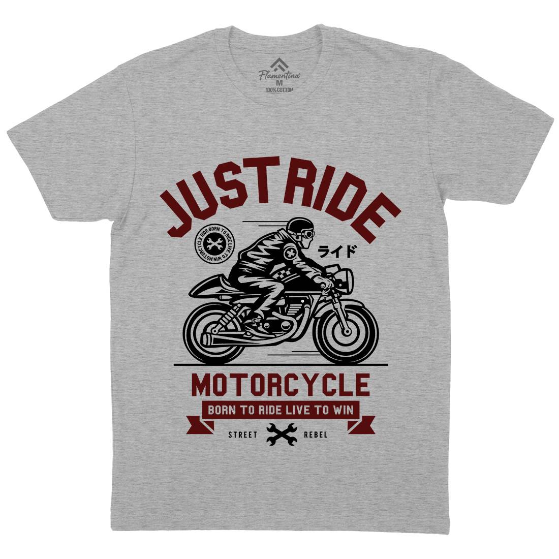 Just Ride Mens Organic Crew Neck T-Shirt Motorcycles A244