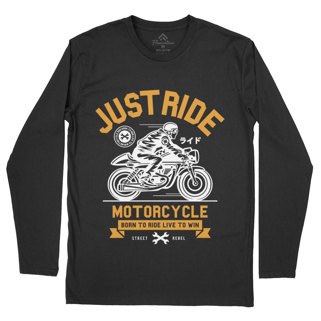 Just Ride Mens Long Sleeve T-Shirt Motorcycles A244