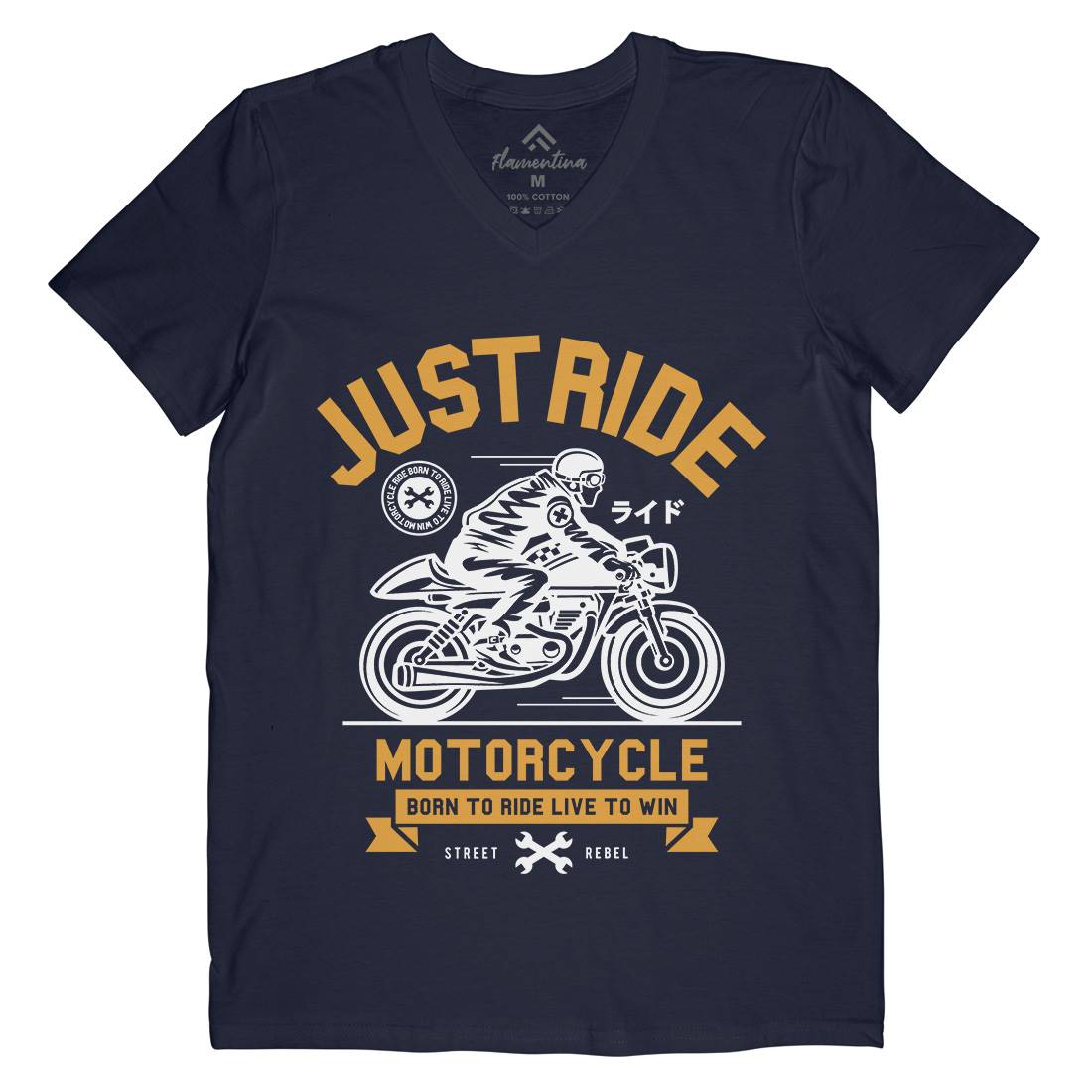 Just Ride Mens V-Neck T-Shirt Motorcycles A244
