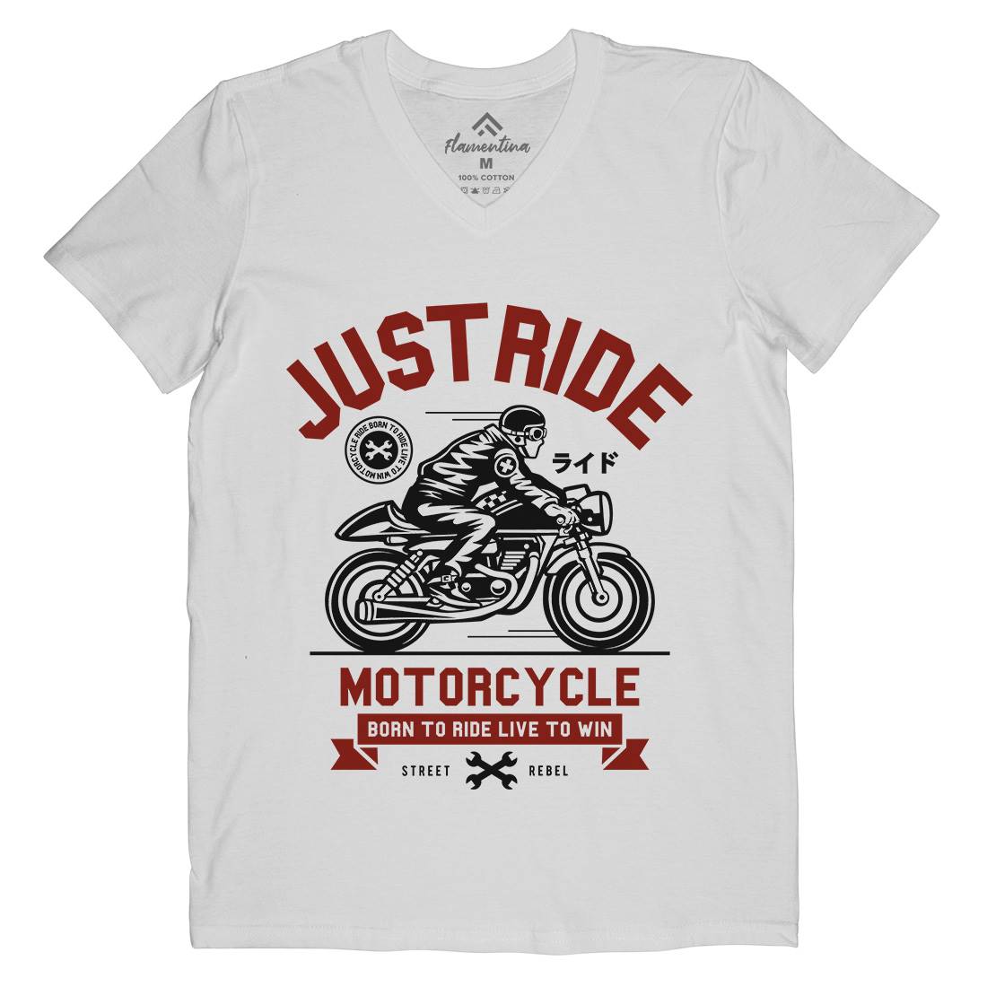 Just Ride Mens Organic V-Neck T-Shirt Motorcycles A244