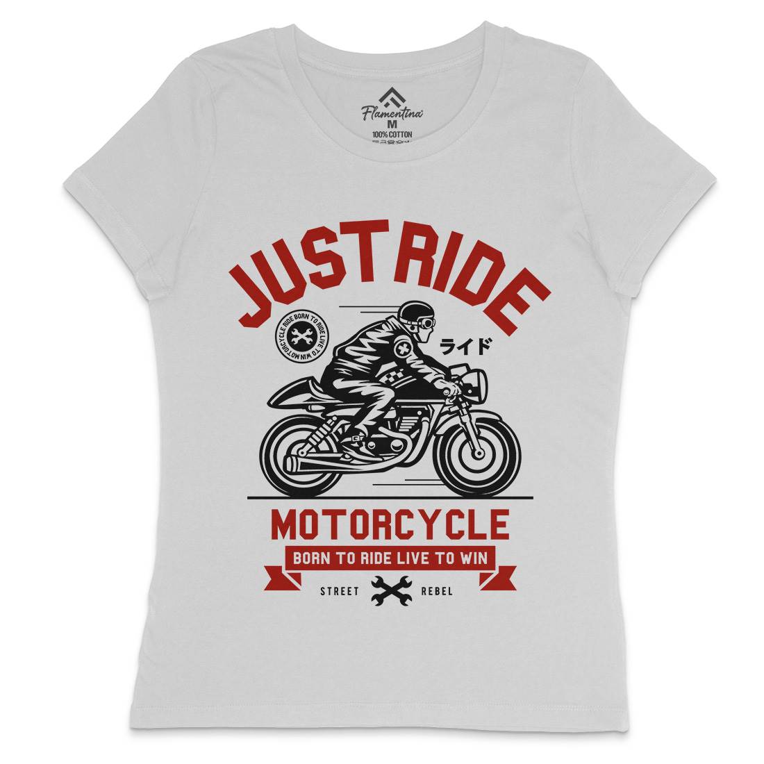 Just Ride Womens Crew Neck T-Shirt Motorcycles A244