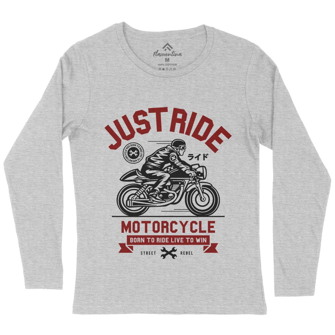 Just Ride Womens Long Sleeve T-Shirt Motorcycles A244