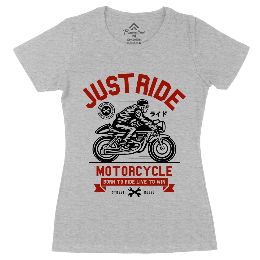 Just Ride Womens Organic Crew Neck T-Shirt Motorcycles A244