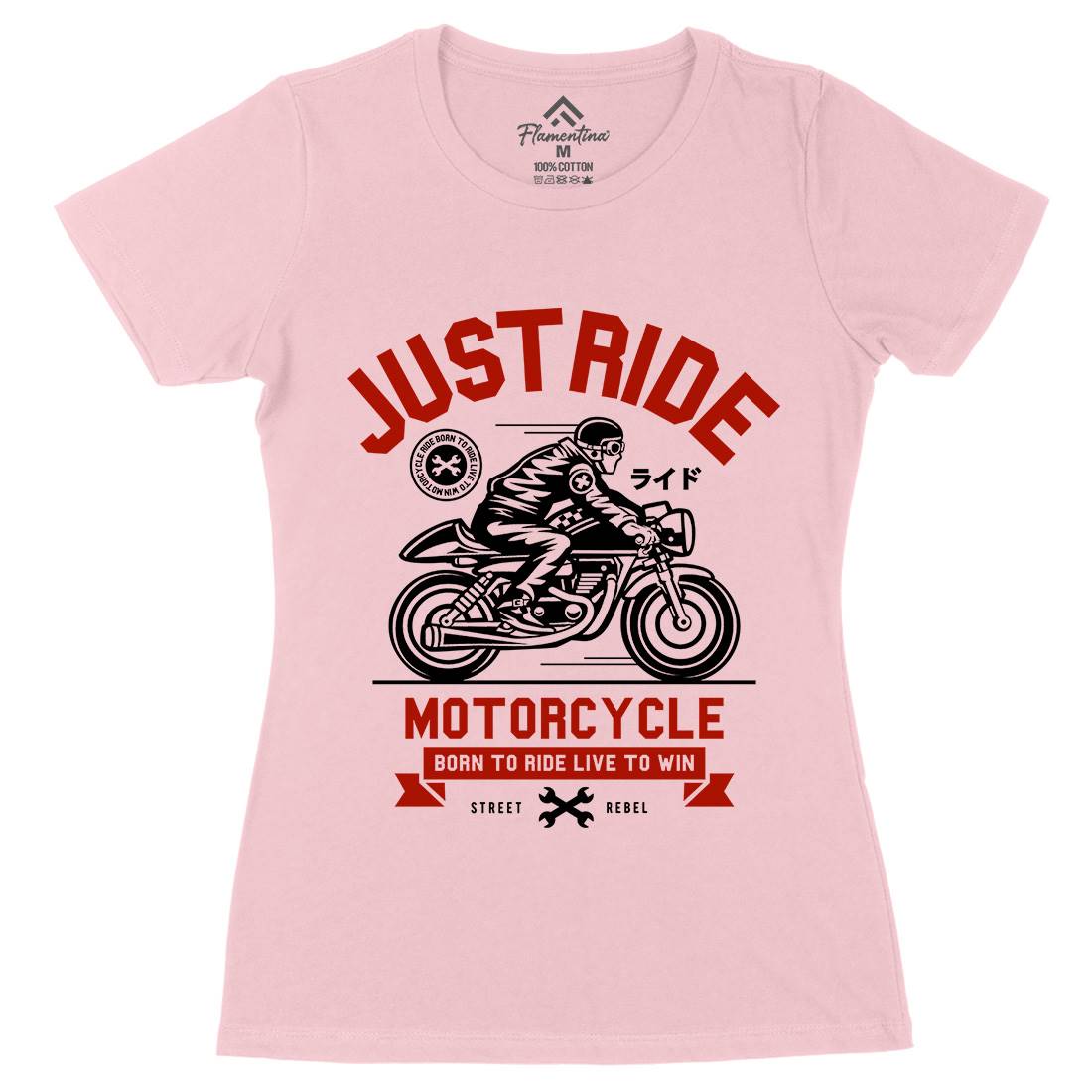 Just Ride Womens Organic Crew Neck T-Shirt Motorcycles A244