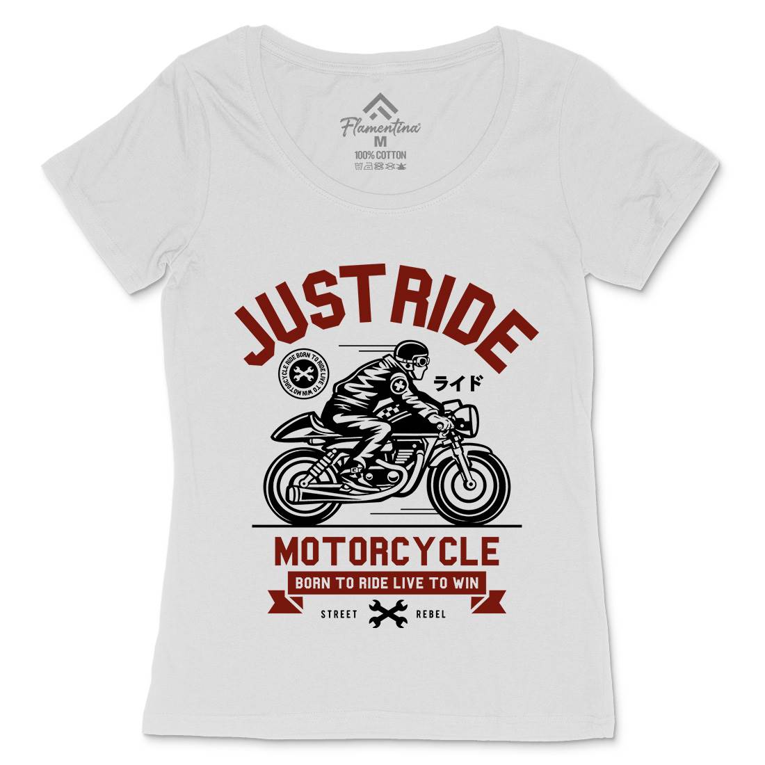Just Ride Womens Scoop Neck T-Shirt Motorcycles A244