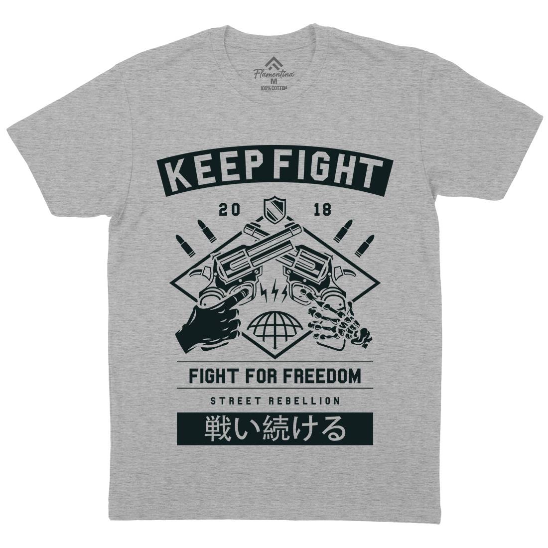 Keep Fight Mens Organic Crew Neck T-Shirt Illuminati A245