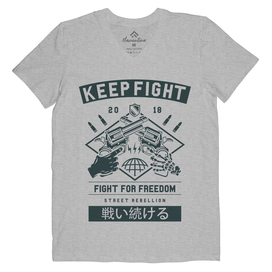 Keep Fight Mens V-Neck T-Shirt Illuminati A245