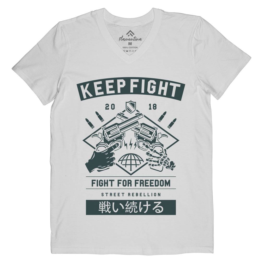 Keep Fight Mens Organic V-Neck T-Shirt Illuminati A245