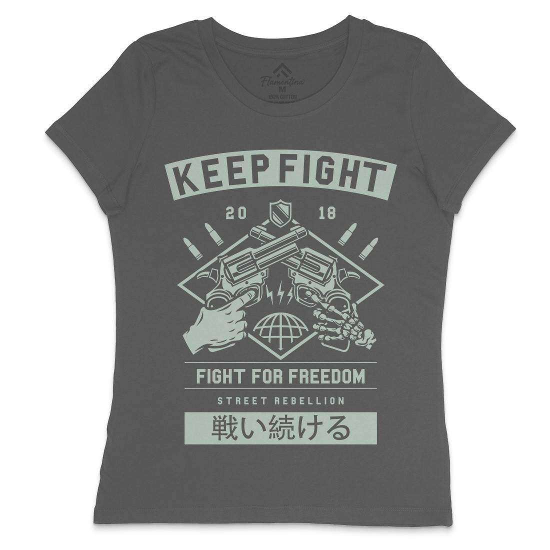 Keep Fight Womens Crew Neck T-Shirt Illuminati A245