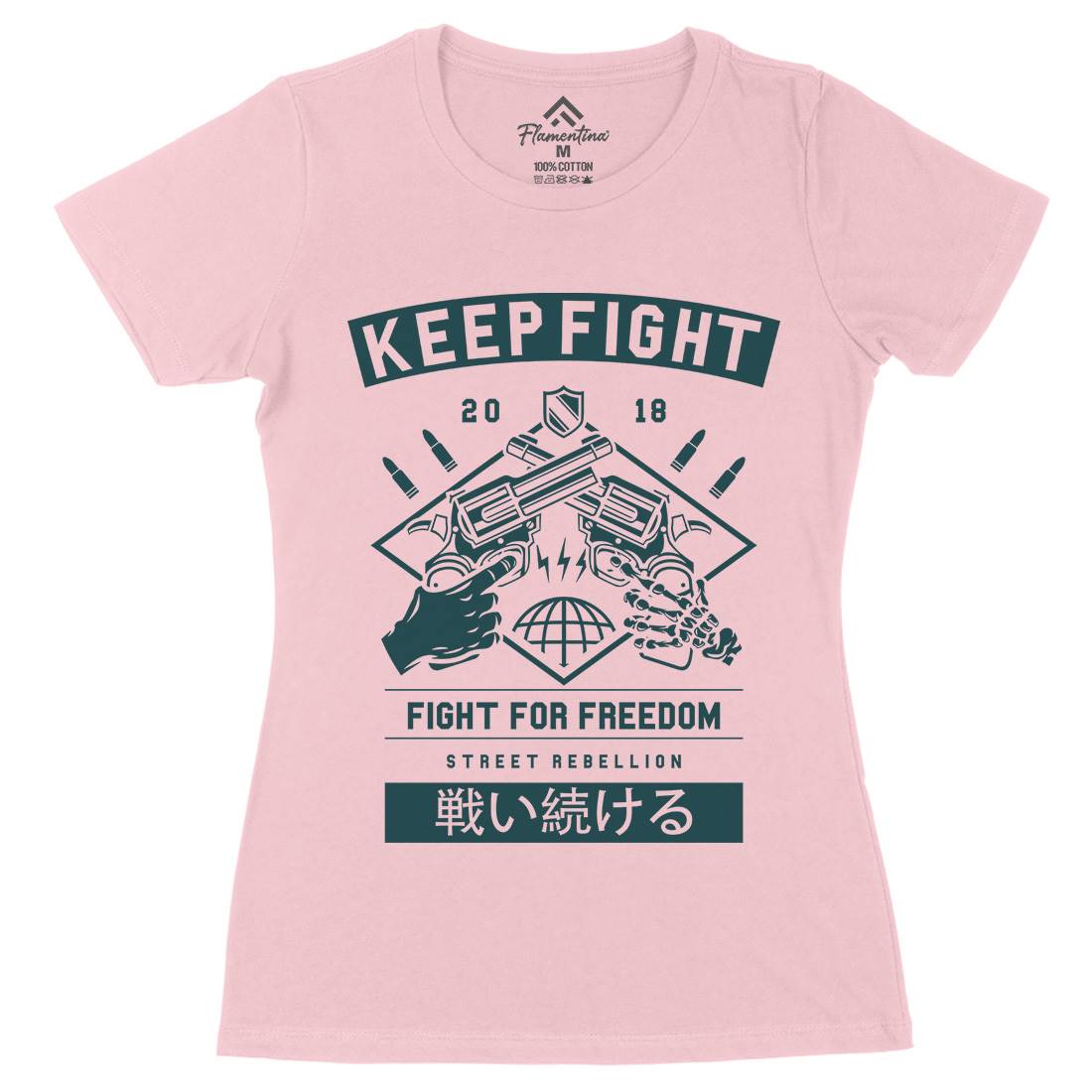 Keep Fight Womens Organic Crew Neck T-Shirt Illuminati A245