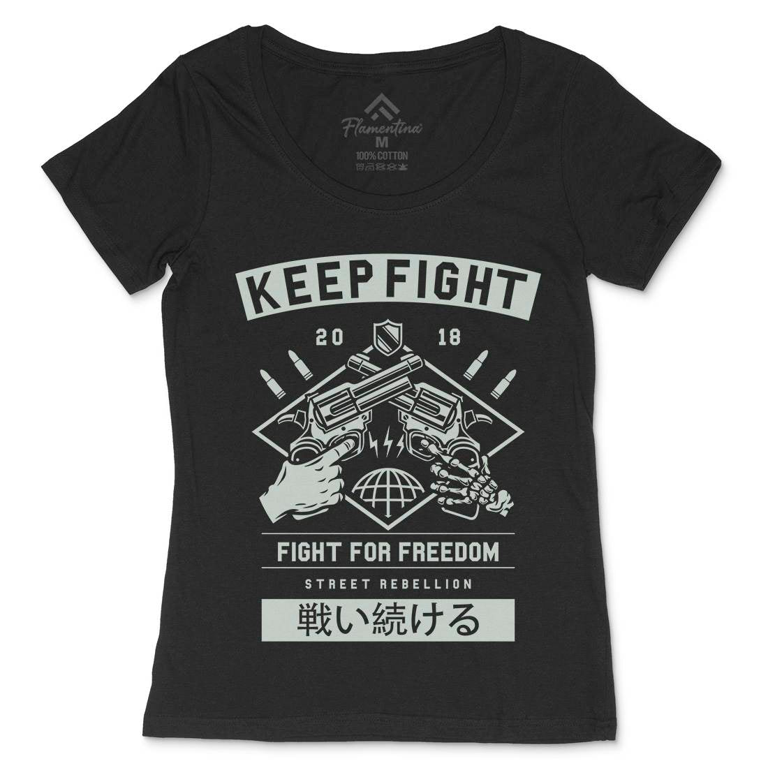 Keep Fight Womens Scoop Neck T-Shirt Illuminati A245
