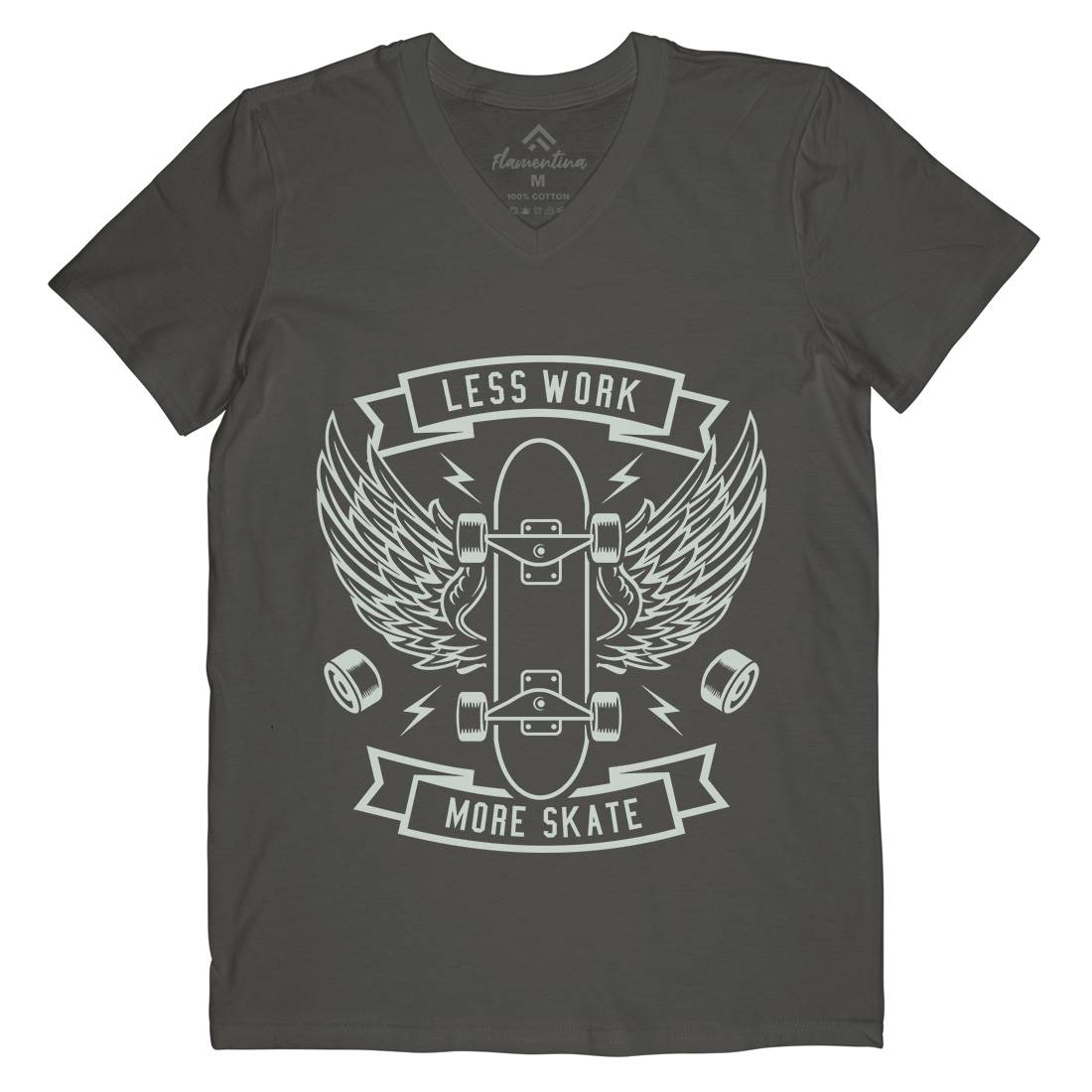 Less Work Mens V-Neck T-Shirt Skate A246