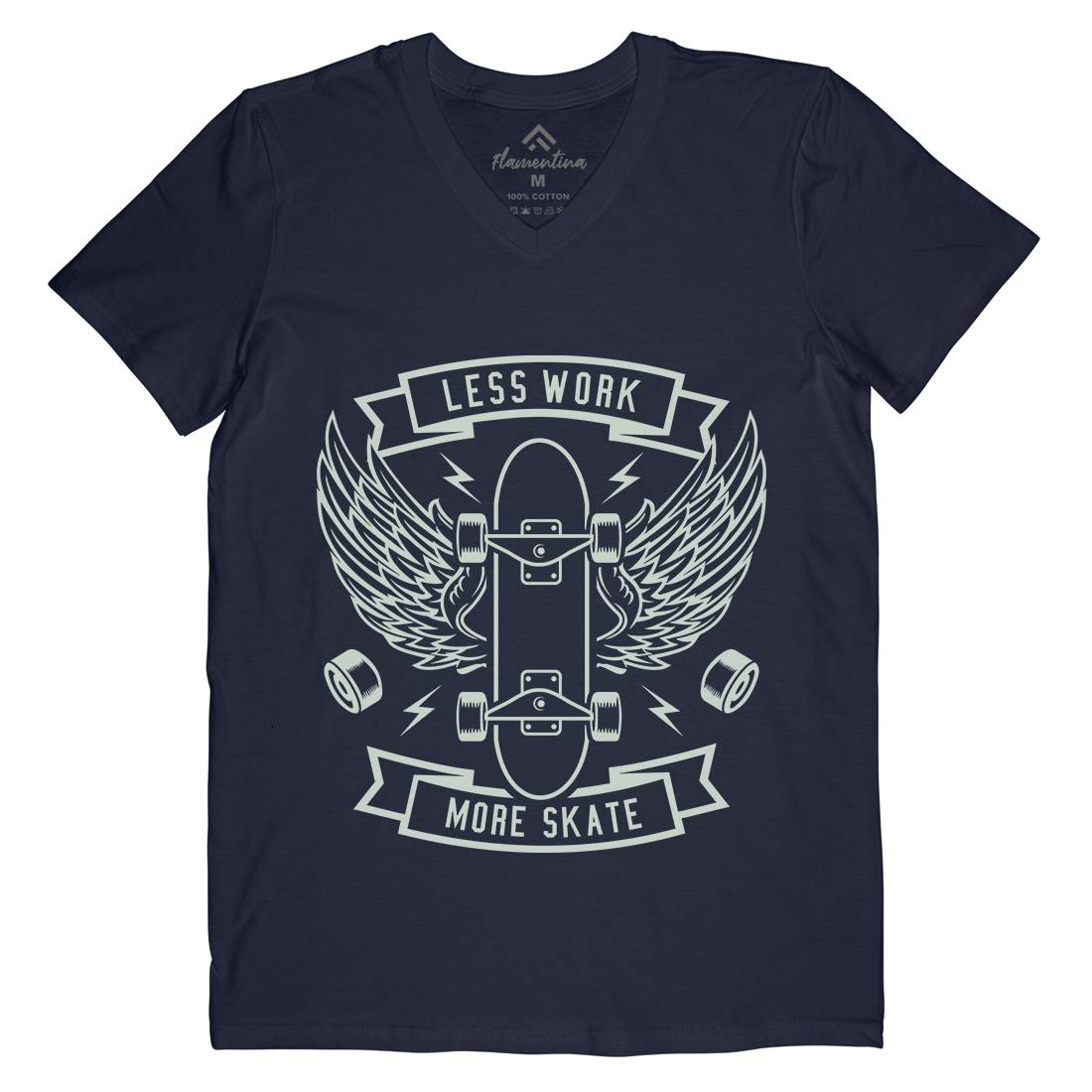 Less Work Mens V-Neck T-Shirt Skate A246